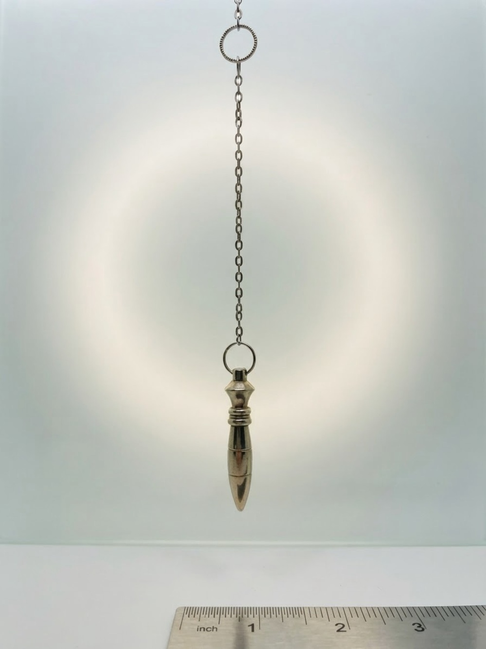 Vintage Silver Tone Metal Bullet Shaped Dowsing Pendulum 8.5 inches Total Length